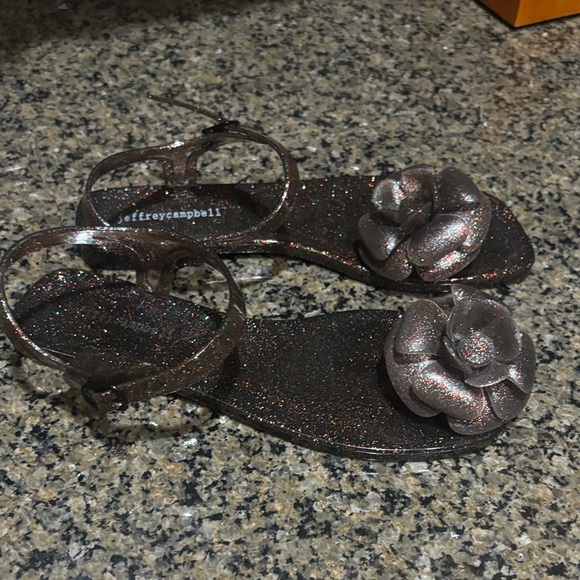 Jeffrey Campbell Shoes - Jeffrey Campbell Glitter jelly Sandals with Floral Accent